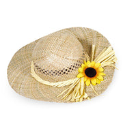 narrenwelt Strohhut Damen Hut Damenhut natur mit Sonnenblume Accessoire