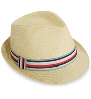narrenwelt Hut Hermann beige Sommerhut Design Strohhut Trilby mit Hutband Herren ca. 58 cm