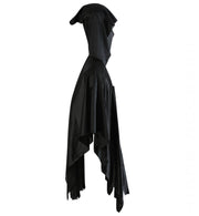 narrenwelt Kostüm Skull mit Kapuze nachtleuchtend GID Skelett 1tlg mit Kapuze Umhang Halloween Kinder Gespenst  Gr. 128/140 - 152/164