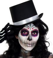 narrenwelt Gentleman Zylinder Hut Edel - Satinoptik schwarz mit Satinband Weiss 57 cm Halloween Accessoire Erwachsene Unisex