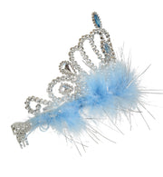 narrenwelt Diadem Eiskönigin Silber mit blauen Schmucksteinen und blauem Marabubesatz