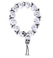 narrenwelt Totenkopf Armband Skull Schädel Pirat Halloween - Kunststoff Schädel auf Gummiband - Halloween Kostüm Accessoire