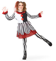 narrenwelt Kostüm Horror Clown Kleid Horrorclownkleid Halloween Horrorclown* in  Mächen Gr. 128 - 164