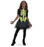 narrenwelt Kostüm Horror Lucy Kleid nachtleuchtend GID  Halloween Skelett Mädchen Teenie