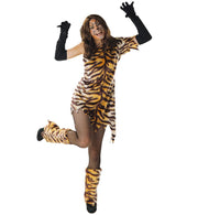 narrentwelt Kostüm Tiger Tigerlady mit Beinstulpen Tier Damen Kostüm Gr 36