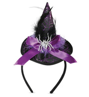 narrenwelt Minihut Haarreif Hexe Hexenhut mit Strass - Spinne  3 Farben Halloween Kostüm Accessoires