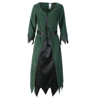 narrenwelt Kostüm Waldhexe Damen Hexe Kleid lang 1tlg. mit Gürtel Hexe Halloween Hexenkleid Hexenkostüm Gr. 38 - 46