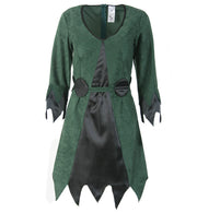 narrenwelt Kostüm Waldhexe Damen Hexe Kleid kurz 1tlg. mit Gürtel Hexe Halloween Hexenkleid Hexenkostüm Gr. 36 - 38