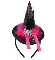 narrenwelt Minihut Haarreif Hexe Hexenhut mit Strass - Spinne  3 Farben Halloween Kostüm Accessoires