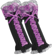 narrenwelt Armstulpen schwarz mit bunter Spitze Damen Handschuhe Fasching Karneval Kostüm Accessoires