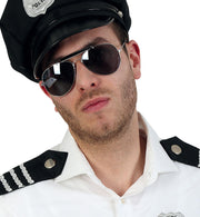 narrenwelt  Brille Cop Sonnenbrille Polizei Kampfpilot Kapitänbrille Pilotenbrille Fasching Kostüm Accessoires