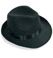 narrenwelt Hut schwarz mit Nadelstreifen und Satinband Gangster Herrenhut Gr. 60cm