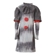 narrenwelt Kostüm Clownkleid Scary  Horror Clown Kleid grau Halloween  Mädchen Teenie Gr. 140 - 164