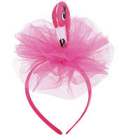 narrenwelt Haarreif Flamingo rosa mit Tüll Haarschmuck Kostüm Party Accessoires