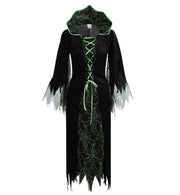narrenwelt Kostüm Hexe Grusella grün  Damen Halloween Kleid 38 - 46
