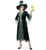 narrenwelt Kostüm Hexe Grusella grün  Damen Halloween Kleid 38 - 46