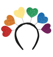 narrenwelt Haarreif mit 6 Glitzerherzen JGA Party Event Herz bunt Rainbow Karneval Accessoires