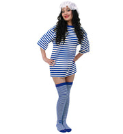 narrenwelt Overknees blau/weiß geringelt Strümpfe extra lang ca. 63 cm Universalgröße Erwachsene