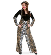 narrenwelt Kostüm Leopard Hose Leo Plüsch Trägerhose Leopardhose Plüschhose Unisex M + XL