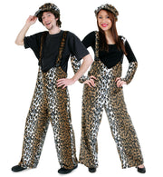 narrenwelt Kostüm Leopard Hose Leo Plüsch Trägerhose Leopardhose Plüschhose Unisex M + XL