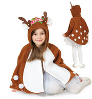 narrenwelt Cape Reh Rehlein mit Kapuze und Geweih Mädchen Märchen Tier Kostüm Weihnachten Kleinkind  Gr. 98 + 104/116 Fasching