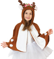 narrenwelt Cape Reh Rehlein mit Kapuze und Geweih Mädchen Märchen Tier Kostüm Weihnachten Kleinkind  Gr. 98 + 104/116 Fasching
