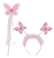 narrenwelt Set Elfe Elfenset Feenstab ca. 40 cm und Haarreif Schmetterling Kostüm Fee Fasching Accessoire