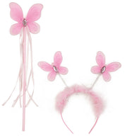 narrenwelt Set Elfe Elfenset Feenstab ca. 40 cm und Haarreif Schmetterling Kostüm Fee Fasching Accessoire