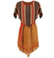 narrenwelt Kostüm Indianerin HAKUNI 1tlg Damen Kleid mit Kordelgürtel  Damenkostüm Fasching Gr. 34 - 38