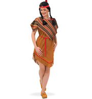 narrenwelt Kostüm Indianerin HAKUNI 1tlg Damen Kleid mit Kordelgürtel  Damenkostüm Fasching Gr. 34 - 38