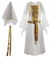 narrenwelt Ritterfräulein Kleid mit Hut Kinder Kostüm Mädchen Gr 116 - 152