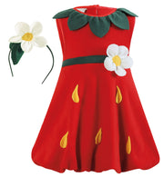 narrenwelt Kostüm Erdbeere Emily Strawberry mit Haarreif Baby Kinderkostüm Mädchen Gr. 98 + 104