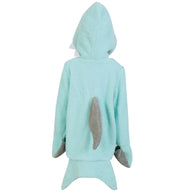 narrenwelt Kostüm Hai Sharky Oberteil + Kapuze +Handwärmer Tierkostüm Tier Kinder Gr. 104 - 128  Karneval