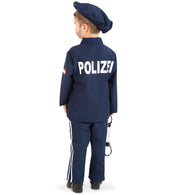 narrenwelt Kostüm Polizist Austria Polizei 4tlg Anzug blau + Schlips+ Mütze Kinder Gr 104-152