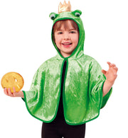 narrenwelt Kostüm Frosch Cape mit Kapuze grün Märchen Froschkönig Umhang Babykostüm Kind Gr. 98/104
